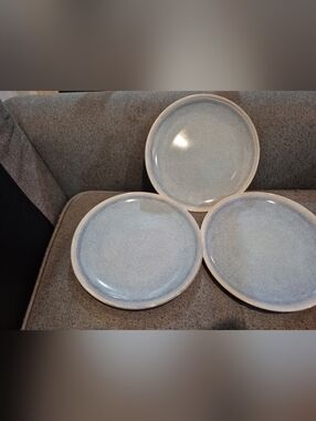 Better Homes & Garden Stoneware 8.5 Inch Salad Plates - Light Blue Set of 3